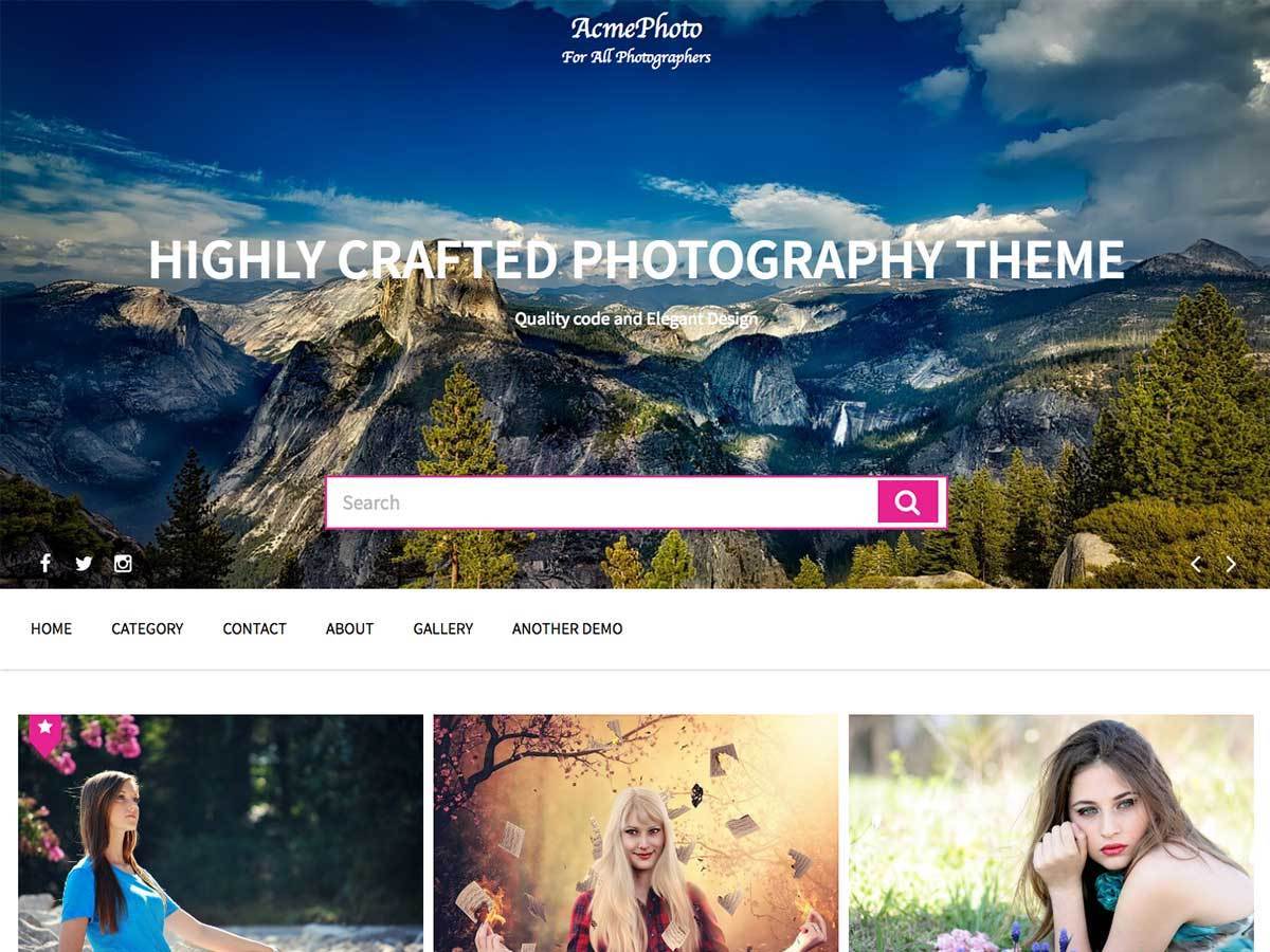 Free WordPress themes AcmePhoto