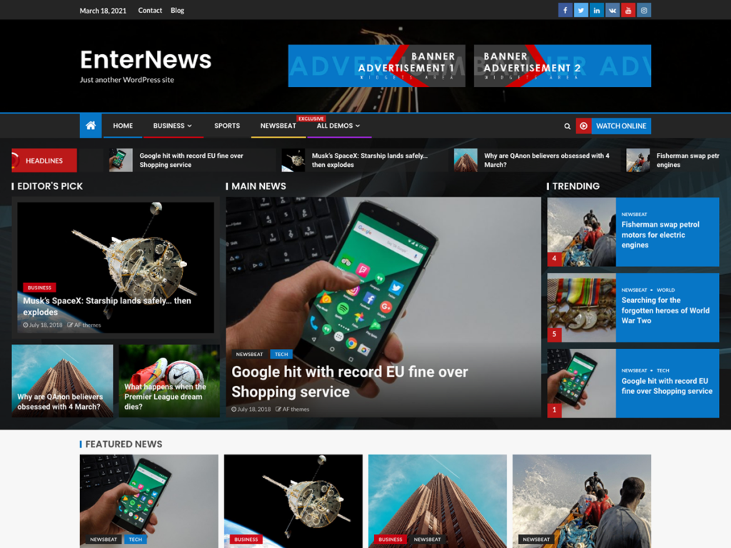 EnterNews Magazine Theme